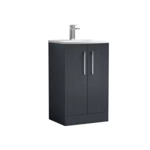Image of Nuie Deco 500mm Floor Standing 2 Door Vanity & Basin 4 - Satin Anthracite