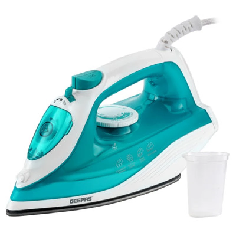 Image of Geepas 1600W Steam Iron Non-Stick Soleplate Dry/Steam Iron Blue