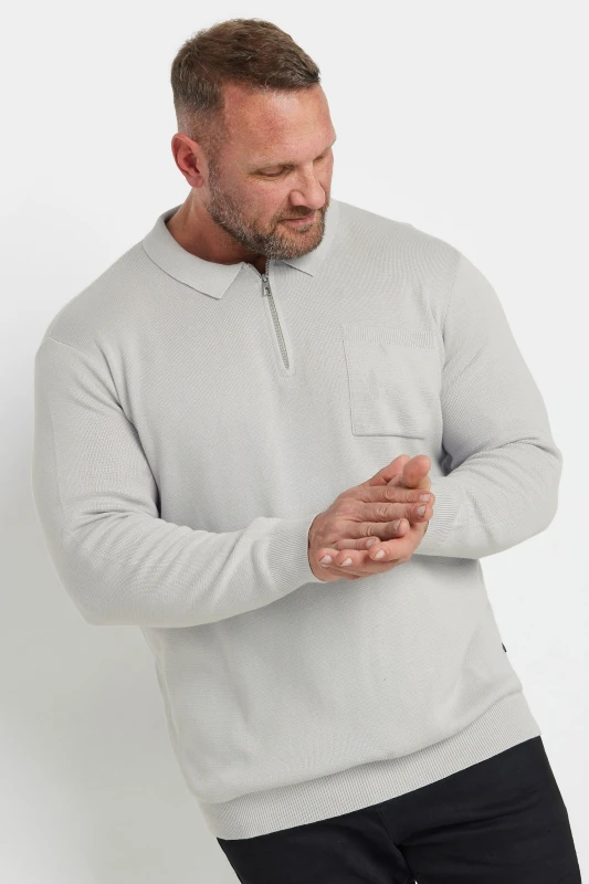 Image of BadRhino BadRhino Men Milano Knit Zip Jumper in Grey Size: 5-6X-Large Grey 5-6XL Male 5063111862023