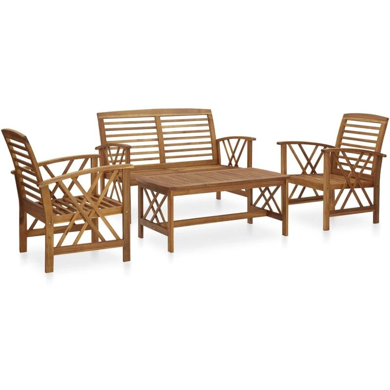 Image of VIDAXL 4 Piece Garden Lounge Set Solid Acacia Wood Vidaxl 8720286207628