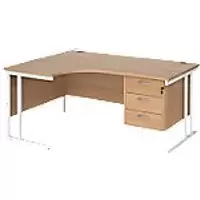 Image of Dams International Left Hand Ergonomic Desk MC16ELP3WHB 1,600 x 1,200 x 725 x 800 - 990 mm