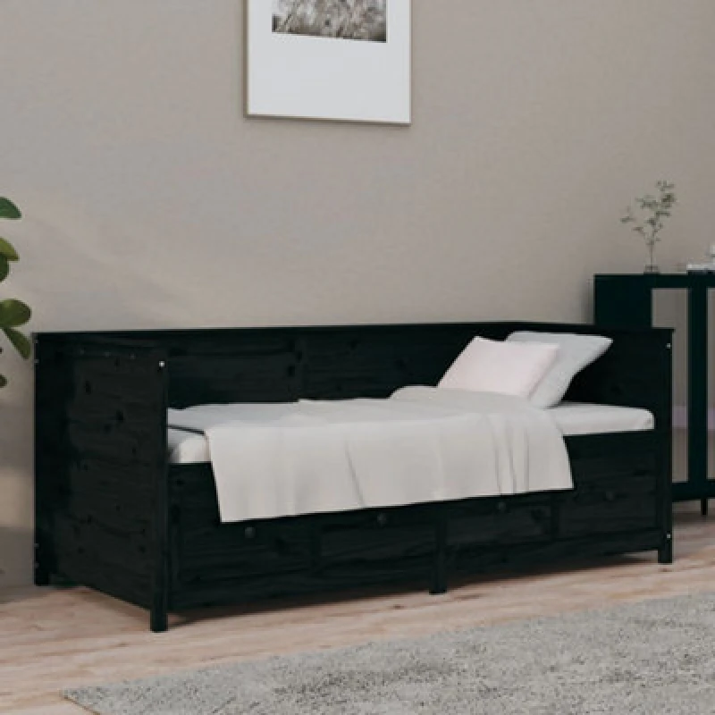 Image of VIDAXL Day Bed without Mattress Black 90x190cm Single Solid Wood Pine Vidaxl 8720287138037