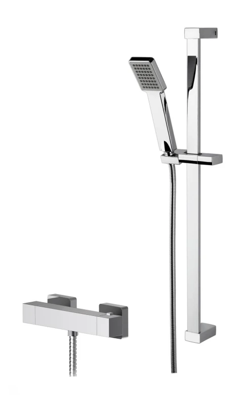 Image of Balterley Thermostatic Bar Valve and Rectangular Slide Rail Kit Shower Chrome Silver unisex