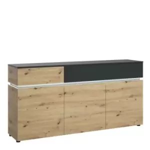 Image of Luci 3 Door 2 Drawer Sideboard (including LED Lighting) In Platinum And Oak Effect