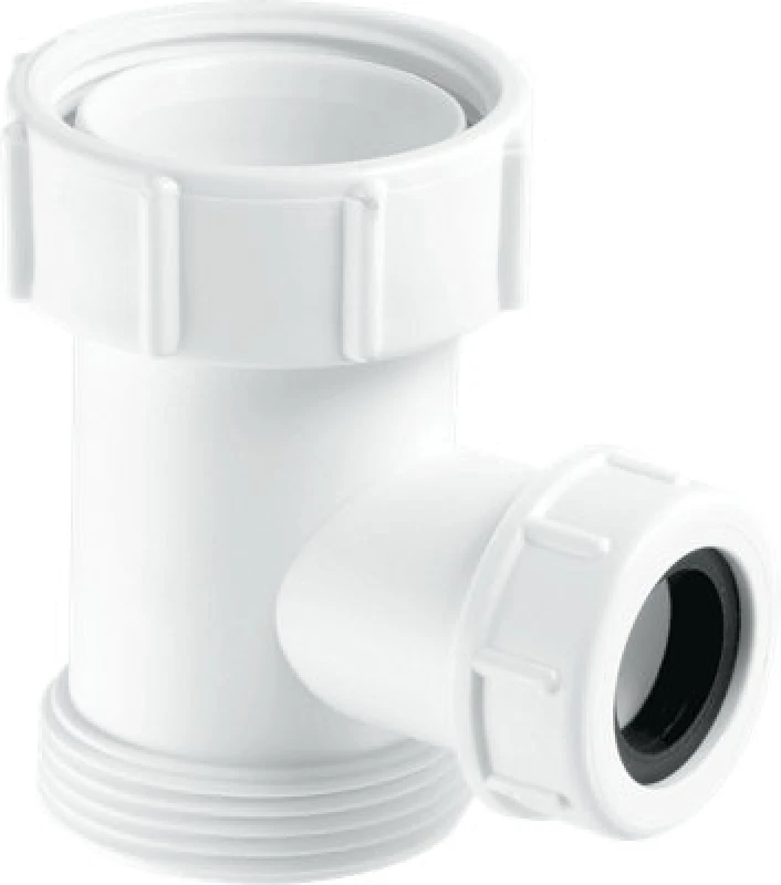 Image of McAlpine V33S-22 Tee Piece 1.5" BSP nut x 1.5" BSP thread x 19/23mm Universal Connection White