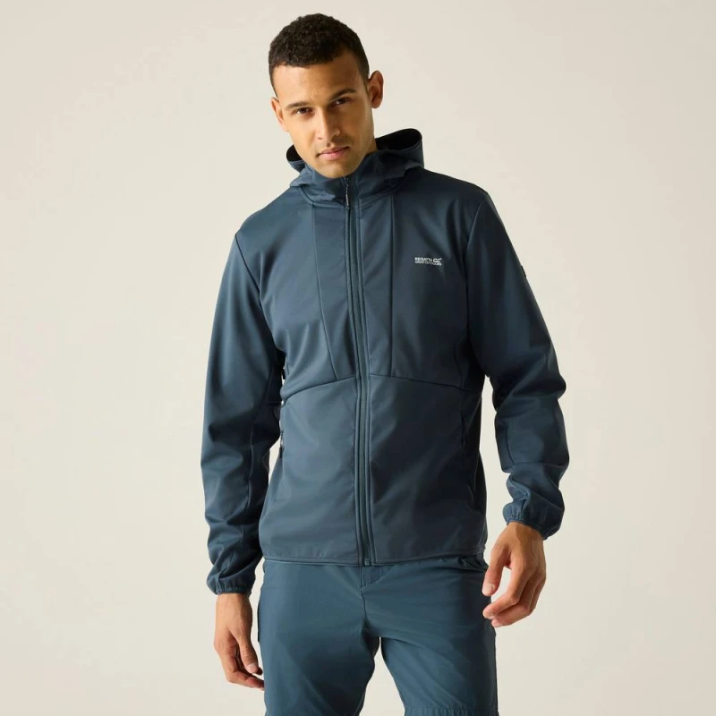 Image of Regatta Mens Tredmoor Water-Resistant Hooded Softshell Jacket in Dark Blue Size: Small Dark Blue Male S