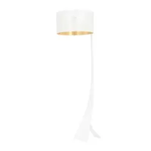 Image of Emibig Estrella Black Floor Lamp with Shade with White, Gold Fabric Shades, 1x E27