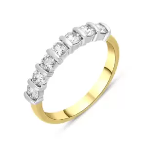 Image of 18ct Yellow Gold 0.82ct Diamond Seven Stone Half Eternity Ring