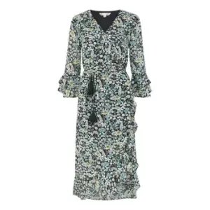 Image of Yumi Black Vintage Meadow Floral Midi Wrap - Black