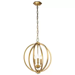 Image of Feiss Corinne Spherical Pendant Ceiling Light Burnished Brass
