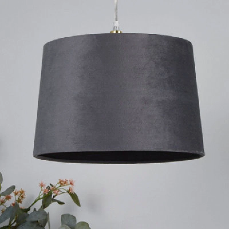 Image of Lighting Collection Charcoal Weave Contemporary Fabric Drum Pendant Light Shade