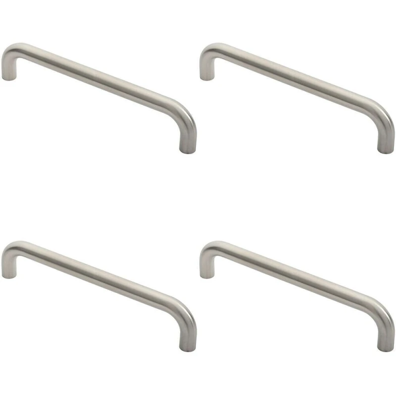 Image of Loops 4x Round D Bar Door Pull Handle 322 x 22mm 300mm Fixing Centres Satin Steel Metallics unisex
