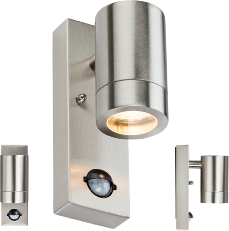 Image of Netlighting Stainless Steel Wall Light with Pir 230V IP44 GU10 Grey