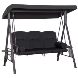 Image of Outsunny Swing Chair Hammock Chair 3 Seater Canopy Cushion Shelter Outdoor Bench Black