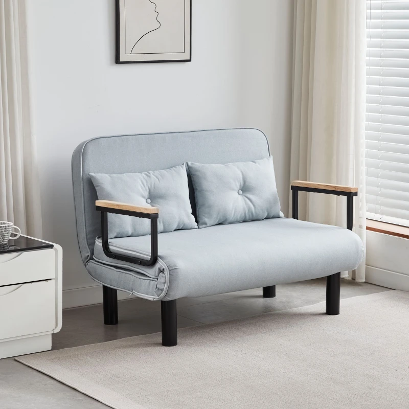 Image of MCC Direct 4 in 1 Folding Double Sofa Bed Convertible Lounge Sleeper Chair with Adjustable Backrest & Large Cushion Grey in Light Grey Light Grey Unis