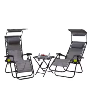 Image of Neo Grey Zero Gravity Chairs and Table - Garden & Outdoor