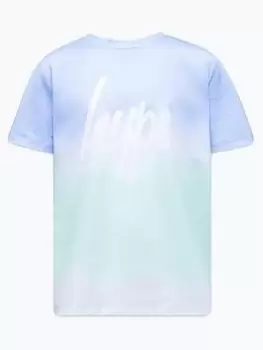 Image of Hype Girls Ombre Mint Blue Blur Script T-Shirt, Blue, Size Age: 9-10 Years, Women