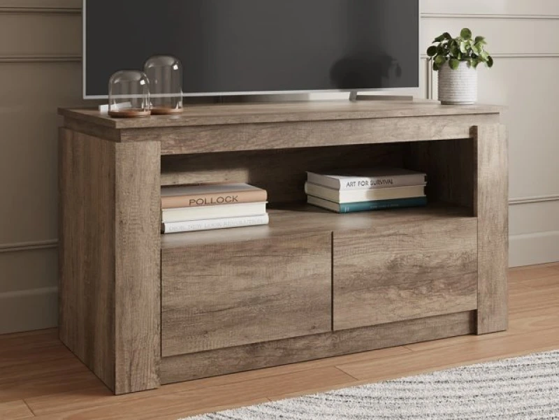 Image of Canyon Oak 2 Drawer TV Unit for TVs up to 44" Light Wood