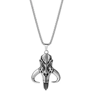 Image of Disney's Star Wars The Mandalorian Silver Stainless Steel Mythosaur Skull Pendant with Stainless Steel Chain C600765-M