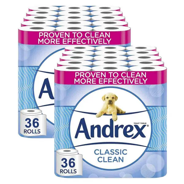Image of Andrex Classic Clean Fragrance Free 72 Toilet Rolls