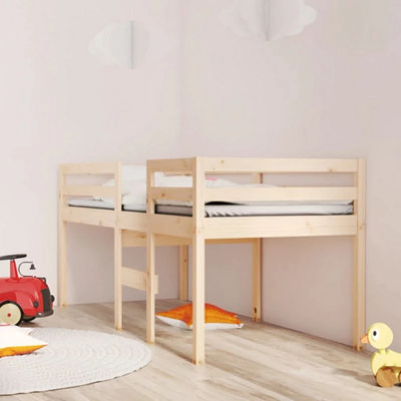 Image of vidaXL High Sleeper Bed 75x190cm 2ft6 Small Single Solid Wood Pine, Brown 821619