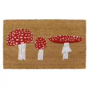 Image of JVL Eco-friendly Latex Backed Coir Door Mat, Toad Stool