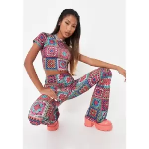 Image of Missguided Crochet Look Fit and Flare Leggings - Multi