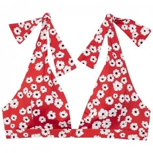 Image of Jack Wills Parton Tie Shoulder Bikini Top - Red