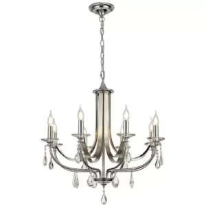 Image of Ceiling Chandelier Pendant 8 Light E14 Polished Chrome, Satin Nickel, Clear Crystal - Luminosa Lighting
