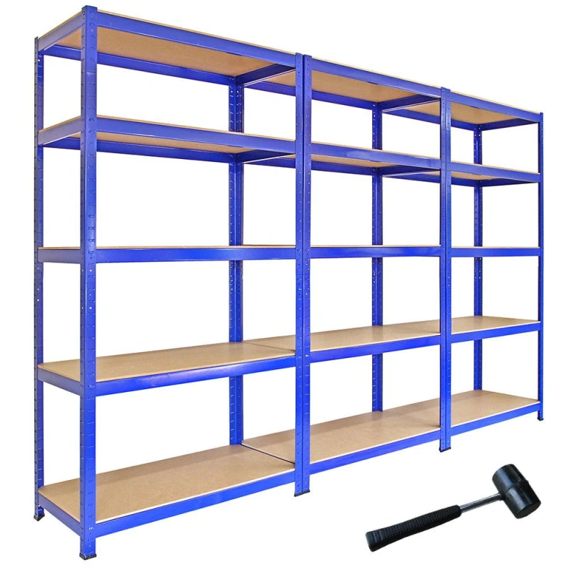 Image of Monster Racking 3 X Monster Racking T-rax Metal Storage Shelves, Blue, 90Cm W, 45Cm D, Blue 23991