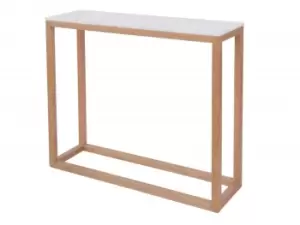 Image of LPD Harlow White Marble and Oak Console Table Flat Packed