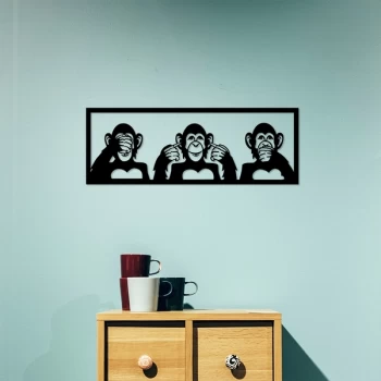 Image of Three Monkeys - M Black Decorative Metal Wall Accessory