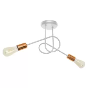 Image of Oxford Multi Arm Semi Flush Ceiling Light White, Copper 38cm