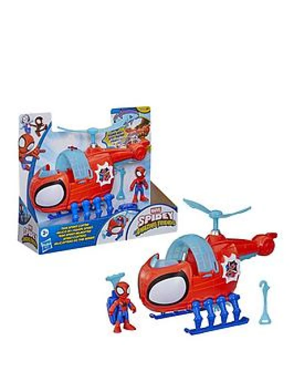 Image of Marvel Spidey and His Amazing Friends Team Spidey Copter 7.6-cm 3" Action Figure & Toy Vehicle with Projectile Super Hero Toys Ages 3+
