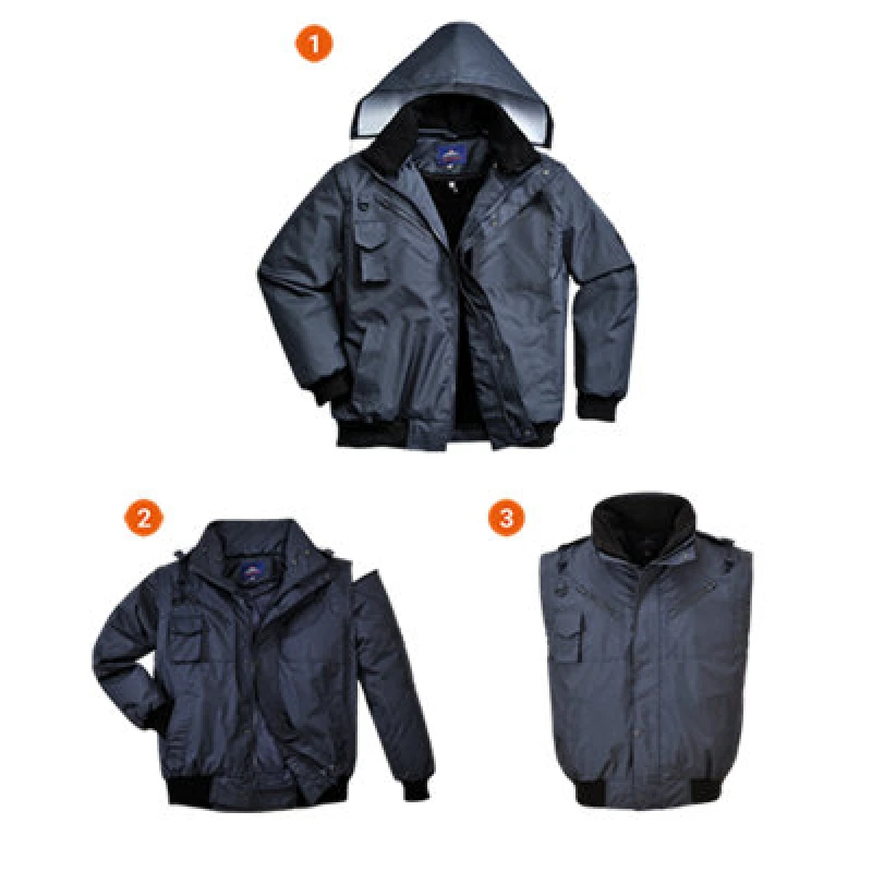 Image of Oxford Weave 300D 4 in 1 Waterproof Bomber Jacket F465NARXL Colour: Navy