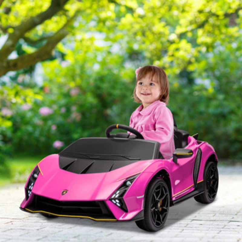 Image of AIYAPLAY 12V Lamborghini Autentica Licensed Ride on Car, Pink Pink