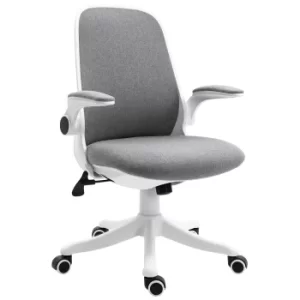 Image of Vinsetto Swivel Office Chair Breathable Fabric Study Computer Chair with Flip-Up Arm for Home, Grey