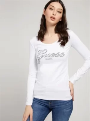 Image of GUESS Women White Cotone Stretch