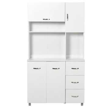 Image of HOMCOM Kitchen Pantry Multi Storage Cupboard Cabinet Buffet Server Sideboard, Bookcase with Drawers for Living Room Modern, 100W x 39.5D x 183.5Hcm