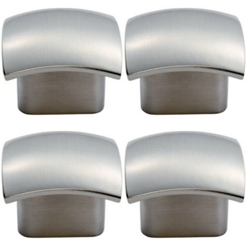 Image of Loops 4x Convex Face Cupboard Door Knob 33 x 30.5mm Satin Nickel Cabinet Handle Metallics unisex