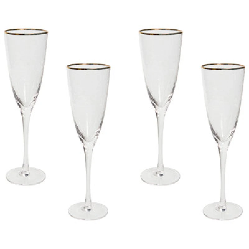 Image of Beliani Set Of 4 Champagne Flutes Topaz 250 Ml Transparent