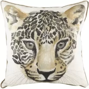 Image of Evans Lichfield Safari Leopard Cushion Cover (One Size) (White/Black/Brown) - White/Black/Brown
