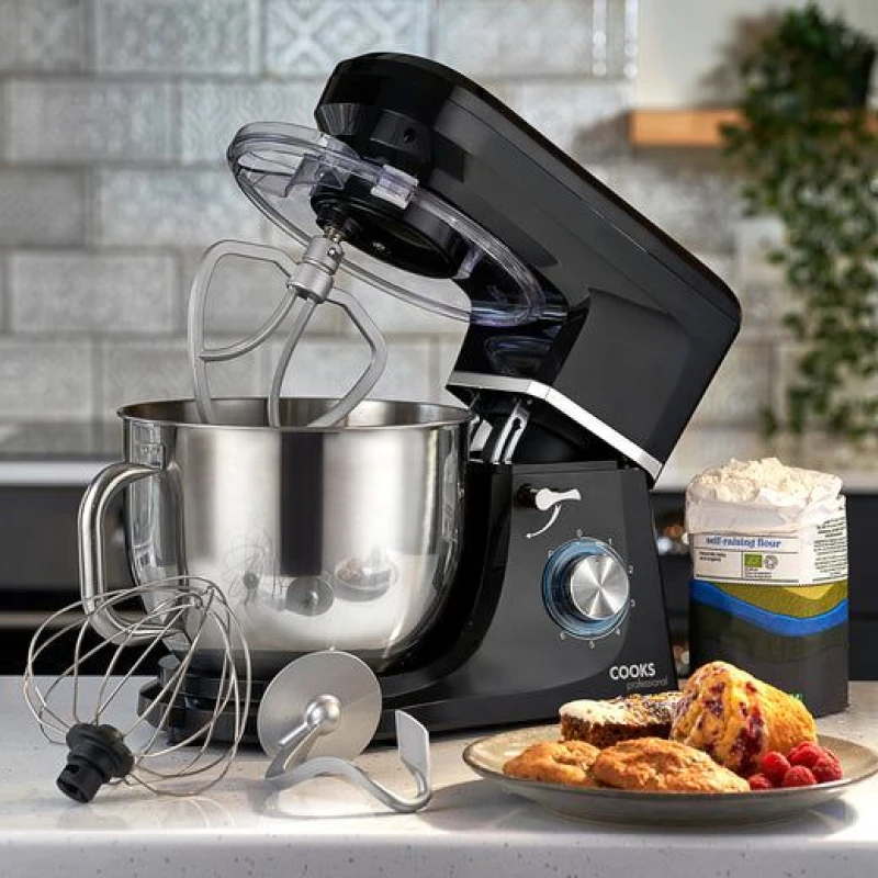 Image of Cooks Professional Stand Mixer 1200W with 6 Speeds, Pulse Function, 7L Mixing Bowl in Black Unisex