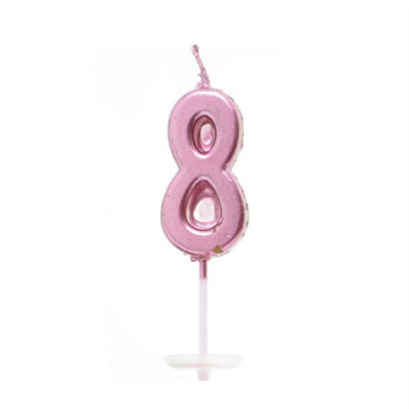 Image of Shatchi Number Candle Pink 8 Candle Birthday Anniversary Party Cake Decorations Topper Pink unisex