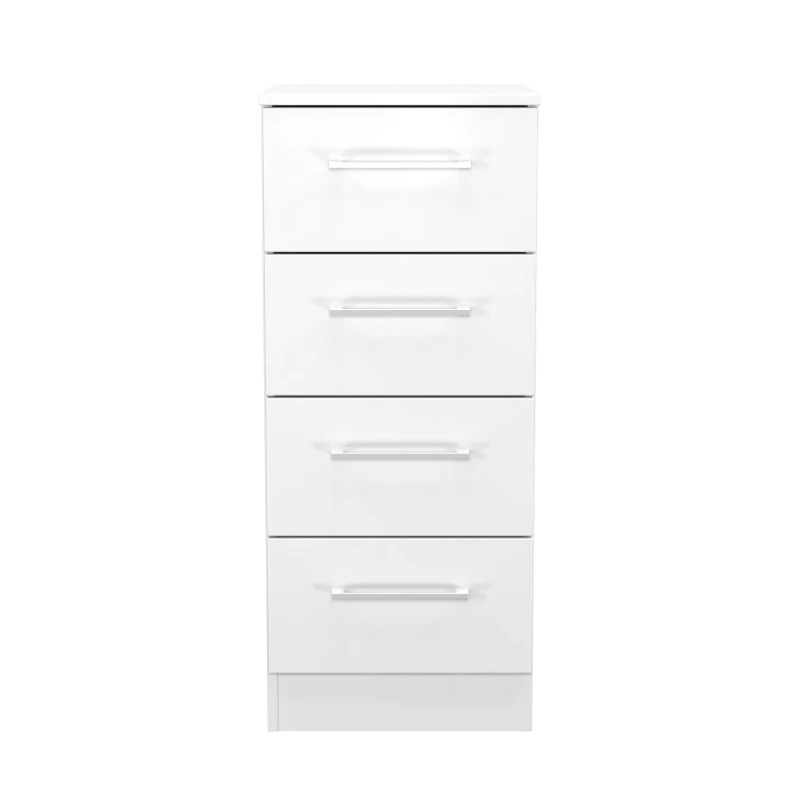 Image of Ready Assembled 2 U Gloucester 4 Drawer Tall Bedside (Ready Assembled) in White White Unisex