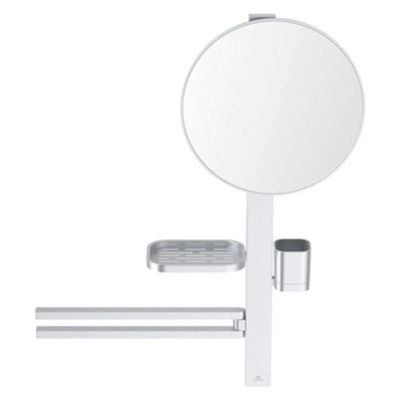 Image of Ideal Standard Alu+ Matt Silver Effect Round Wall-Mounted Bathroom Mirror (H)71.7Cm (W)58Cm