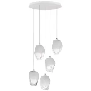 Image of Netlighting Merano Edison 5 Light Cluster Pendant Ceiling Light White Colour Gla