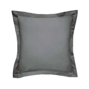 Image of Bedeck of Belfast Grey Egyptian Cotton Sateen 600 Thread Count Fine Linens Kham' Square Oxford Pillow Case