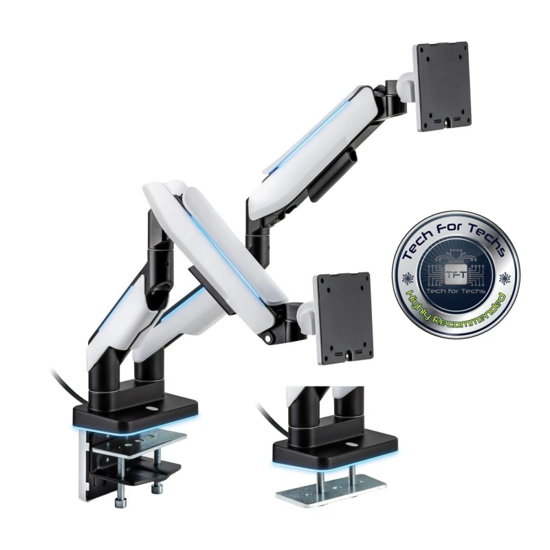 Image of electriQ Premium Gaming Dual Monitor Arms with RGB