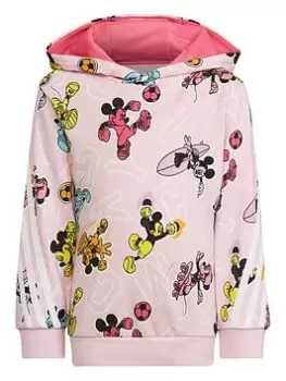 Image of adidas Disney Younger Girls Mickey Mouse Overhead Hoodie - Light Pink, Size 7-8 Years, Women
